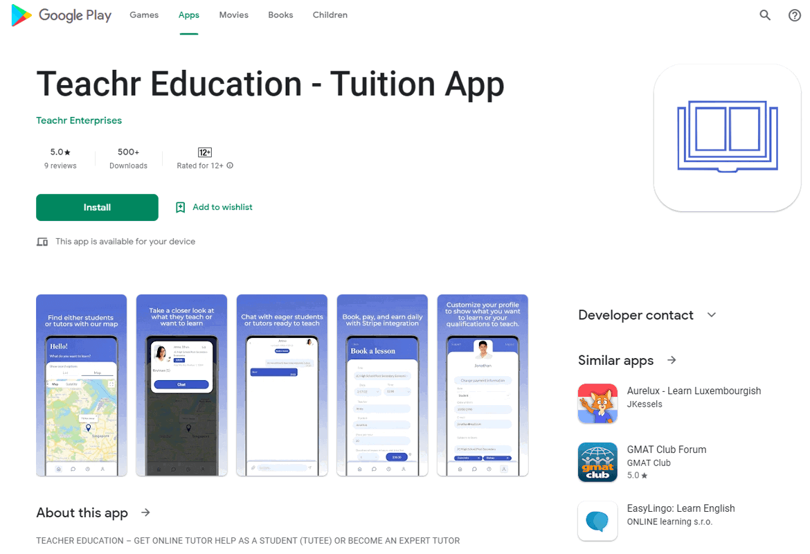 New Tuition Education App For Sale