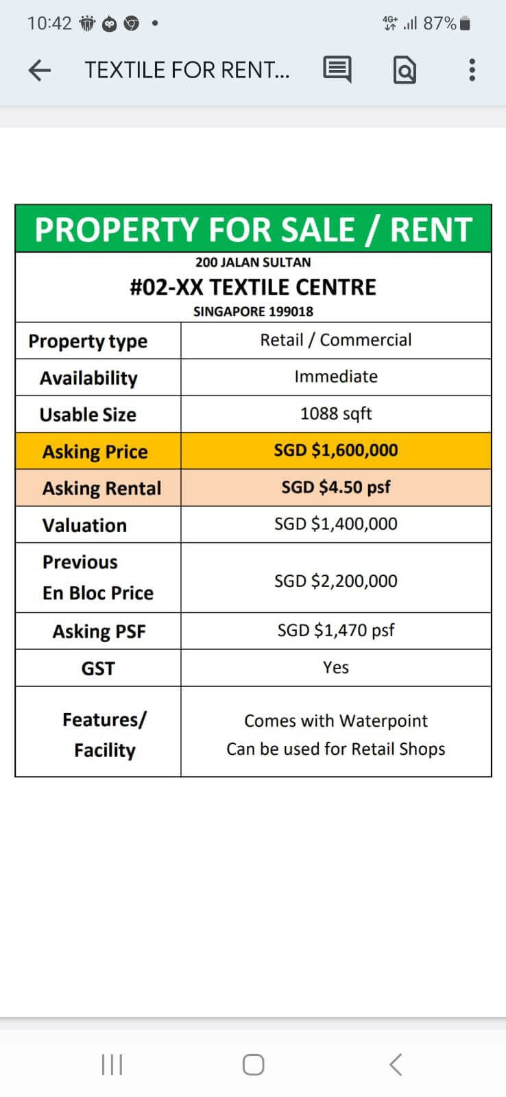 Property For Sales/Rent In 200 Jalan Sultan, Textile Centre