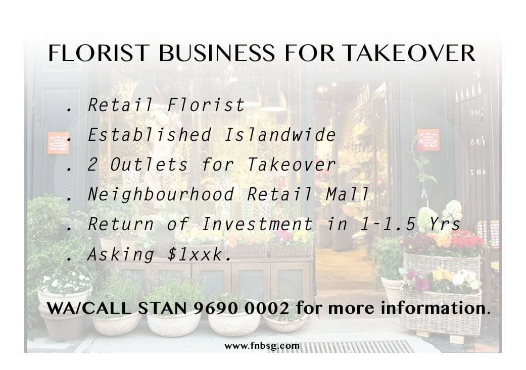 (Expired)Established & Profitable Florist For Sale. ROI In 1 Year!