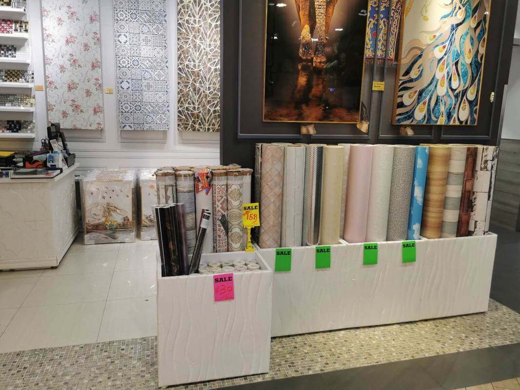 (Expired)10 Years Wallpaper And Curtain Company For Sell! 2 shopping mall retail shop and 1 warehouse