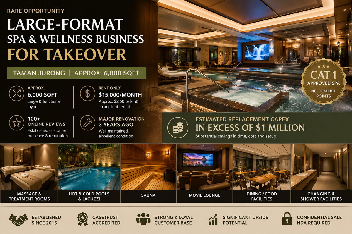 Rare 6,000 Sqft Cat 1 Spa & Wellness Business For Takeover — Taman Jurong