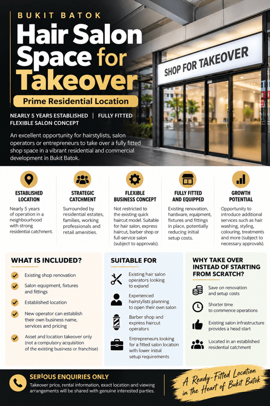 Profitable Haircut Business For Takeover ( 5 Years in Operation )