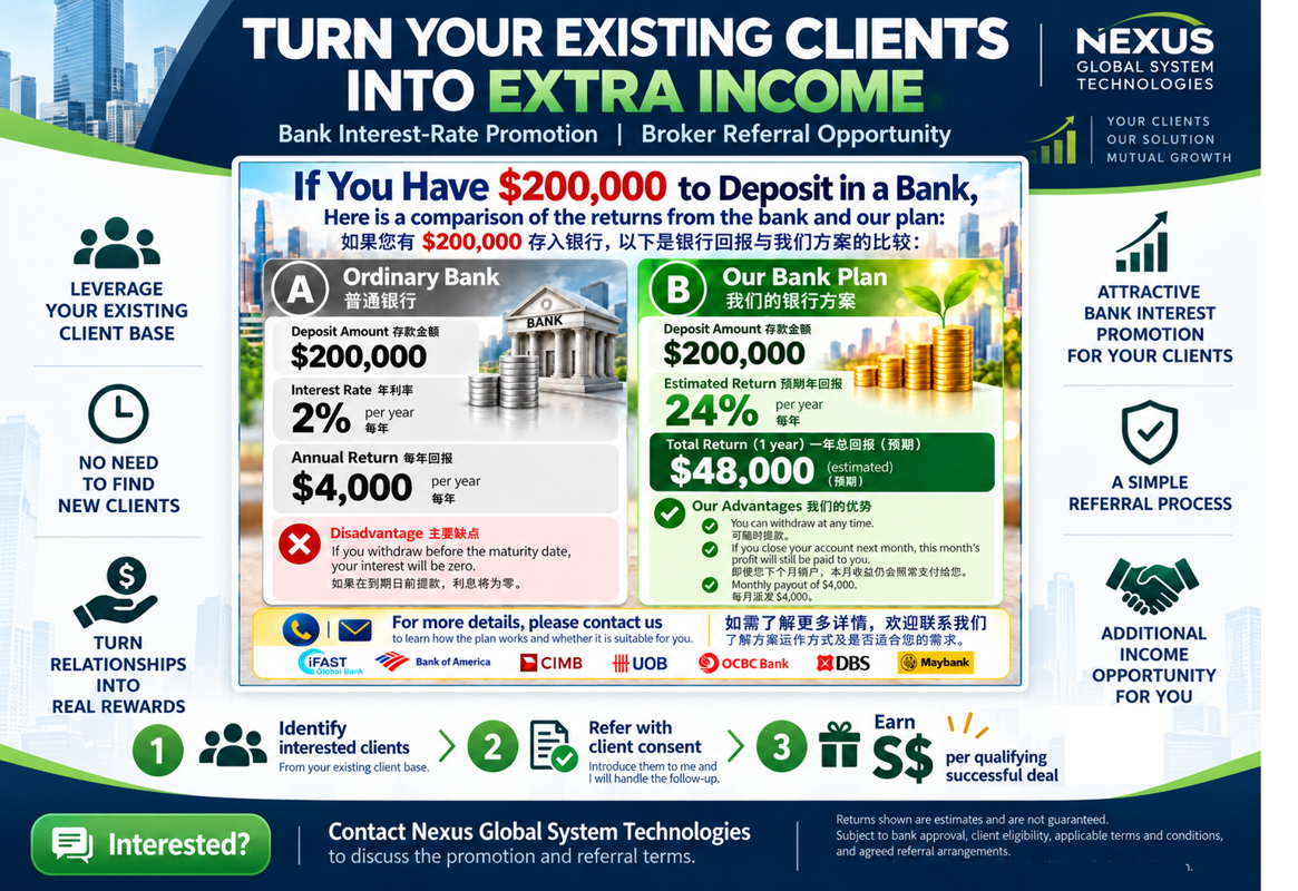 TURN YOUR NETWORK INTO CASH EARN UP TO $3,000 PER SUCCESSFUL REFERRAL!把你的人脉变成现金每成功推荐一位客户最高可赚 $3K