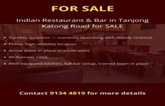 Indian Restaurant With Bar For Sale In Tanjong Katong Road